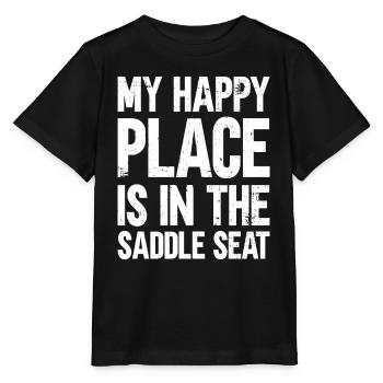 Mon endroit heureux est dans la selle - Selle - T-shirt bio MINI CREATOR Stanley/Stella Enfant - noir - Devant - Mikhail (115cm)