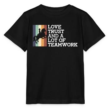 Amour, confiance et beaucoup de travail d'équipe - - T-shirt bio MINI CREATOR Stanley/Stella Enfant - noir - Devant - Mikhail (115cm)