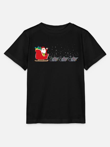 Maus Weihnachtsmann Weihnachtsschlitten - Funny - Stanley/Stella Kinder T-Shirt MINI CREATOR  - Schwarz