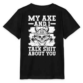 Hache nordique Viking Dieu nordique - T-shirt bio MINI CREATOR Stanley/Stella Enfant - noir - Devant - Mikhail (115cm)