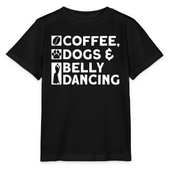 Café, chiens et danse du ventre - Danseuse du ventre - T-shirt bio MINI CREATOR Stanley/Stella Enfant - noir - Devant - Mikhail (115cm)