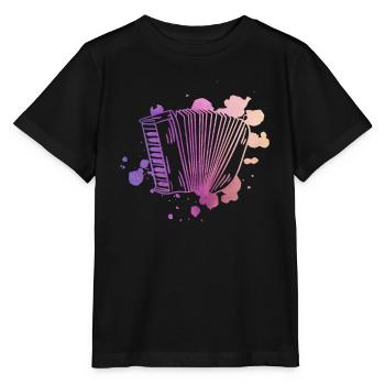Accordion Watercolor - Accordion Accordion Player - Stanley/Stella MINI CREATOR Kids’ T-Shirt - black - Front - Mikhail (115cm)