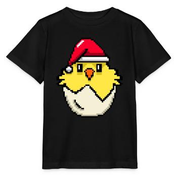 Chick Pixélisé Noël - Drôle de Noël Chick - T-shirt bio MINI CREATOR Stanley/Stella Enfant - noir - Devant - Mikhail (115cm)