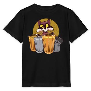 Raccoon drums with trash cans - raccoon - Stanley/Stella MINI CREATOR Kids’ T-Shirt - black - Front - Mikhail (115cm)