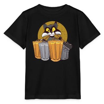 Raccoon drums with trash cans - raccoon - Stanley/Stella MINI CREATOR Kids’ T-Shirt - black - Front - Mikhail (115cm)