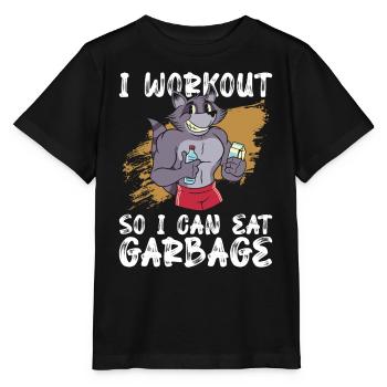 Ich trainiere, damit ich Müll essen kann - - Stanley/Stella Kinder T-Shirt MINI CREATOR  - Schwarz - Vorne - Mikhail (115cm)