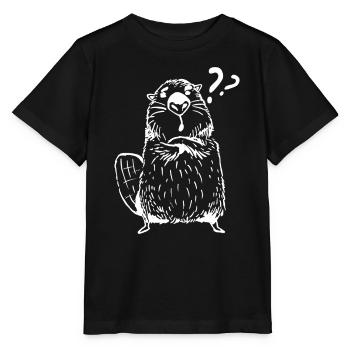 Biber Umrisse - Lustiger Biber - Stanley/Stella Kinder T-Shirt MINI CREATOR  - Schwarz - Vorne - Mikhail (115cm)