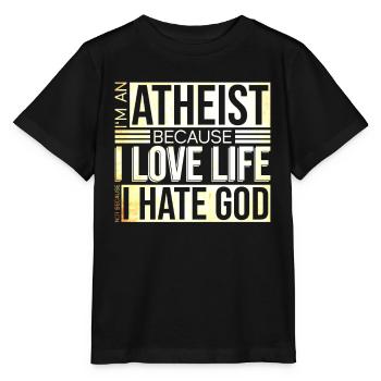 Athée, parce que la vie n’aime pas Dieu déteste l’athée - T-shirt bio MINI CREATOR Stanley/Stella Enfant - noir - Devant - Mikhail (115cm)