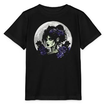 Fille gothique aux roses noires - Gothique - T-shirt bio MINI CREATOR Stanley/Stella Enfant - noir - Devant - Mikhail (115cm)