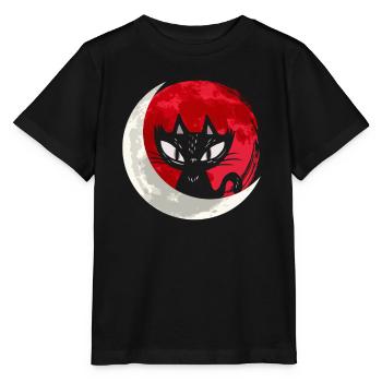 Schwarze Katze mit Mondsichel - Gothic Gothic - Stanley/Stella Kinder T-Shirt MINI CREATOR  - Schwarz - Vorne - Mikhail (115cm)