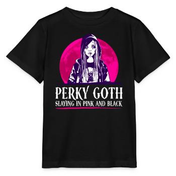 Perky Goth - Slaying In Rosa Und Schwarz - Goth - Stanley/Stella Kinder T-Shirt MINI CREATOR  - Schwarz - Vorne - Mikhail (115cm)