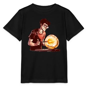Souffleurs de verre formant des boules de verre - soufflage de verre - T-shirt bio MINI CREATOR Stanley/Stella Enfant - noir - Devant - Mikhail (115cm)