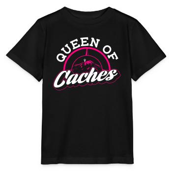 Queen of Caches - Geocaching Geocacher - Stanley/Stella MINI CREATOR Kids’ T-Shirt - black - Front - Mikhail (115cm)