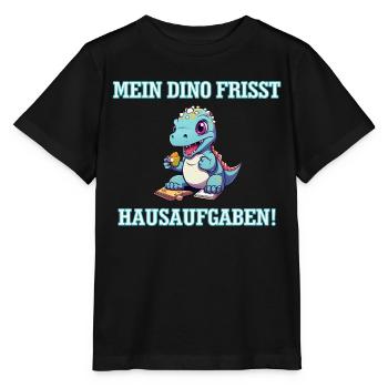 Mein Dino frisst Hausaufgaben! - Stanley/Stella Kinder T-Shirt MINI CREATOR  - Schwarz - Vorne - Mikhail (115cm)