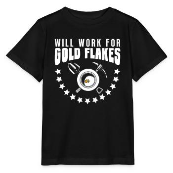 Works for gold flakes - Gold Panning Mining - Stanley/Stella MINI CREATOR Kids’ T-Shirt - black - Front - Mikhail (115cm)