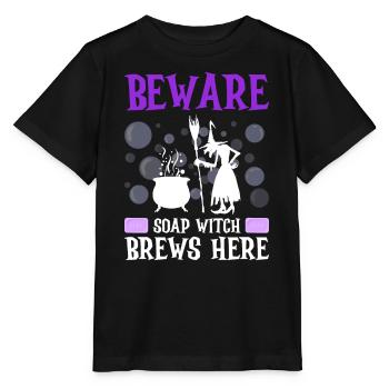 Soap making Halloween soap boiler saying - Stanley/Stella MINI CREATOR Kids’ T-Shirt - black - Front - Mikhail (115cm)