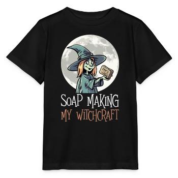 Soap making Halloween soap boiler saying - Stanley/Stella MINI CREATOR Kids’ T-Shirt - black - Front - Mikhail (115cm)