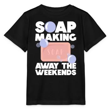 Fabrication de savon bouilloire à savon dicton - T-shirt bio MINI CREATOR Stanley/Stella Enfant - noir - Devant - Mikhail (115cm)