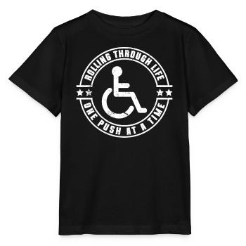 Fauteuil roulant Fauteuil roulant Handicap Drôle - T-shirt bio MINI CREATOR Stanley/Stella Enfant - noir - Devant - Mikhail (115cm)