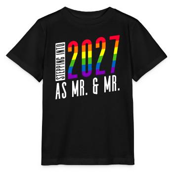 Gay Pride 2027 Mariage Mariage gay - T-shirt bio MINI CREATOR Stanley/Stella Enfant - noir - Devant - Mikhail (115cm)