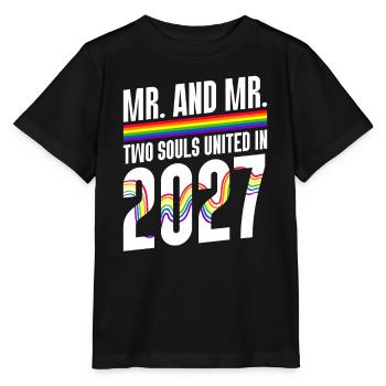 M. et M. 2027 Mariage de la Gay Pride Mariage gay - T-shirt bio MINI CREATOR Stanley/Stella Enfant - noir - Devant - Mikhail (115cm)