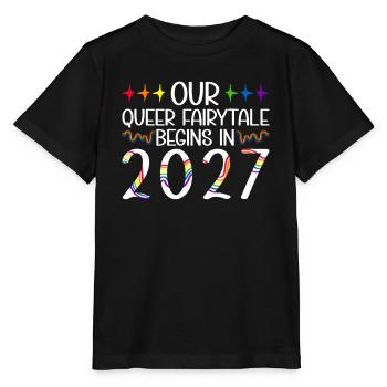 Queer Fairytale 2027 Hochzeit Homo-Ehe - Stanley/Stella Kinder T-Shirt MINI CREATOR  - Schwarz - Vorne - Mikhail (115cm)