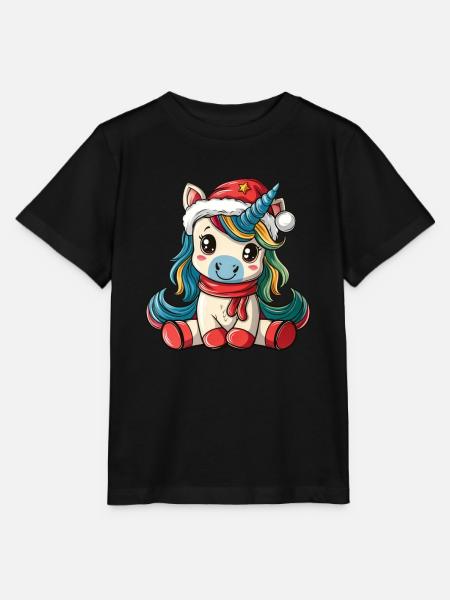 Einhorn-Weihnachts-Kawaii - Stanley/Stella Kinder T-Shirt MINI CREATOR - Schwarz