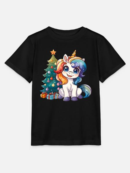 Einhorn Weihnachtsbaum Kawaii - Stanley/Stella Kinder T-Shirt MINI CREATOR - Schwarz