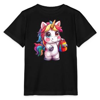 Einhorn Schulranzen Kawaii Japanisch - Stanley/Stella Kinder T-Shirt MINI CREATOR  - Schwarz - Vorne - Mikhail (115cm)