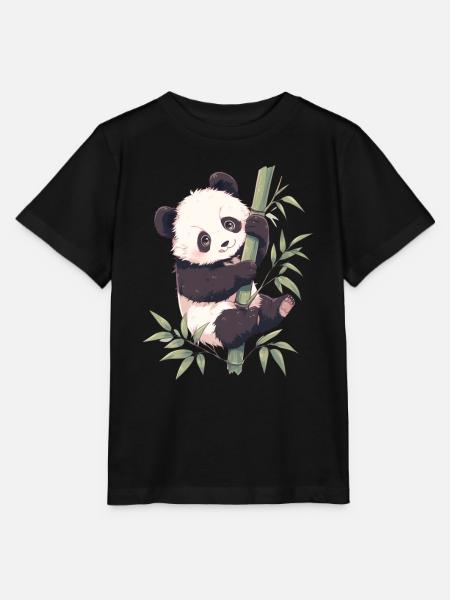 Pandabär Kletternder Japanischer Panda - Stanley/Stella Kinder T-Shirt MINI CREATOR - Schwarz