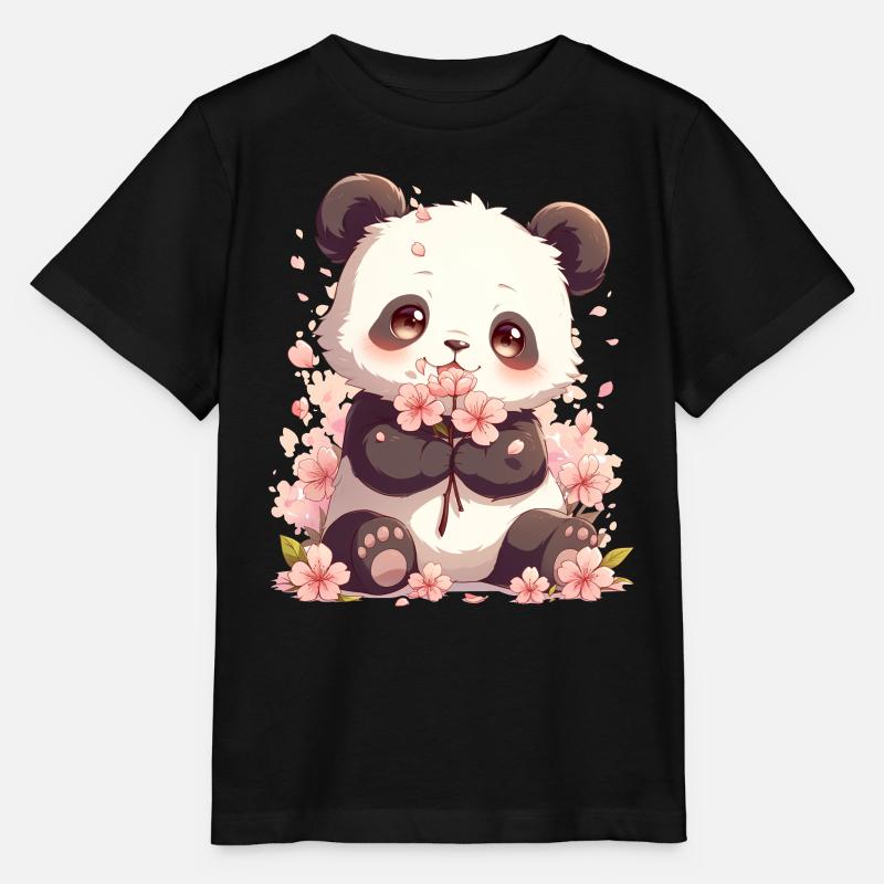 Panda Ours Panda géant japonais - T-shirt bio MINI CREATOR Stanley/Stella Enfant - noir