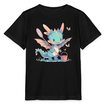 Drache Schmetterling Kawaii Drache Kinder - Stanley/Stella Kinder T-Shirt MINI CREATOR  - Schwarz - Vorne - Mikhail (115cm)