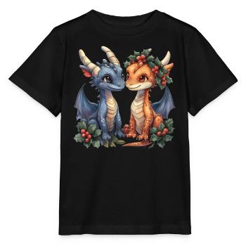 Drache Weihnachten Mistelzweig Cute Anime - Stanley/Stella Kinder T-Shirt MINI CREATOR  - Schwarz - Vorne - Mikhail (115cm)