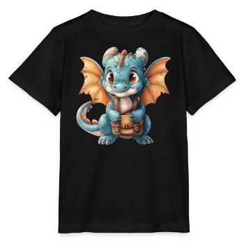 Drache Schulranzen Drache Kinder Niedlich - Stanley/Stella Kinder T-Shirt MINI CREATOR  - Schwarz - Vorne - Mikhail (115cm)