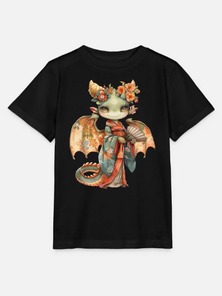 Dragon Geish Japanse Kawaii - Stanley/Stella Kinder-T-shirt MINI CREATOR  - zwart