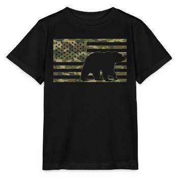 Grizzlybär Braunbär USA Camouflage - Stanley/Stella Kinder T-Shirt MINI CREATOR  - Schwarz - Vorne - Mikhail (115cm)