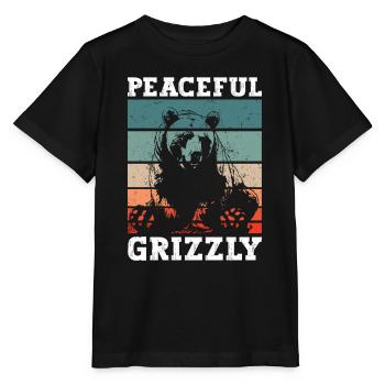 Grizzly Ours brun Ours brun - T-shirt bio MINI CREATOR Stanley/Stella Enfant - noir - Devant - Mikhail (115cm)