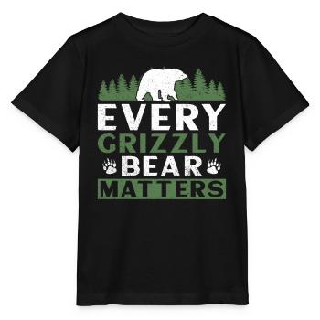 Grizzlybär Tierrechte Braunbär - Stanley/Stella Kinder T-Shirt MINI CREATOR  - Schwarz - Vorne - Mikhail (115cm)