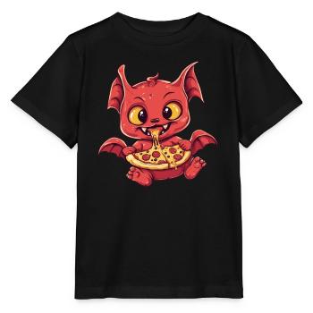 Devil with pizza - Stanley/Stella MINI CREATOR Kids’ T-Shirt - black - Front - Mikhail (115cm)