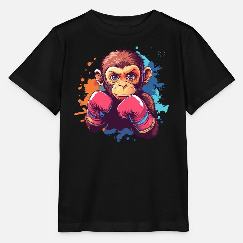 Boxing Monkey - Stanley/Stella MINI CREATOR Kids’ T-Shirt - black
