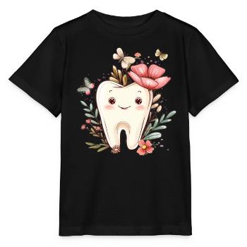 Blossom tooth with butterflies - Stanley/Stella MINI CREATOR Kids’ T-Shirt - black - Front - Mikhail (115cm)