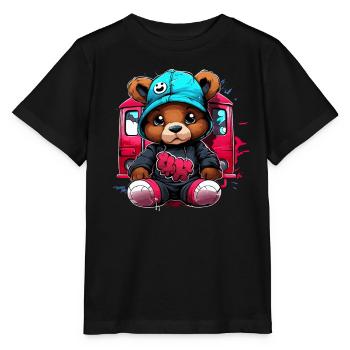 Ours streetstyle devant le train - T-shirt bio MINI CREATOR Stanley/Stella Enfant - noir - Devant - Mikhail (115cm)