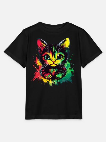 Rasta Katze Style - Stanley/Stella Kinder T-Shirt MINI CREATOR - Schwarz