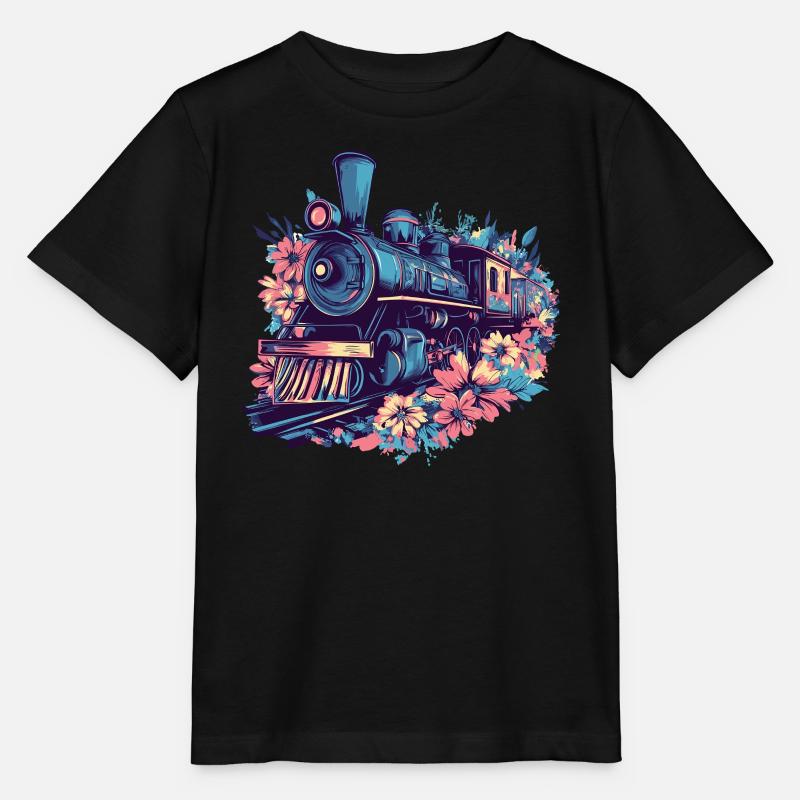 Magie du train de fleurs - T-shirt bio MINI CREATOR Stanley/Stella Enfant - noir