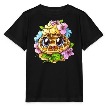 Fröhliche Blumen Waffel - Stanley/Stella Kinder T-Shirt MINI CREATOR  - Schwarz - Vorne - Mikhail (115cm)