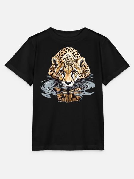 Gepard am Wasser - Stanley/Stella Kinder T-Shirt MINI CREATOR  - Schwarz