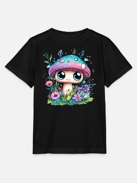 Zauberpilz mit Blumen - Stanley/Stella Kinder T-Shirt MINI CREATOR - Schwarz