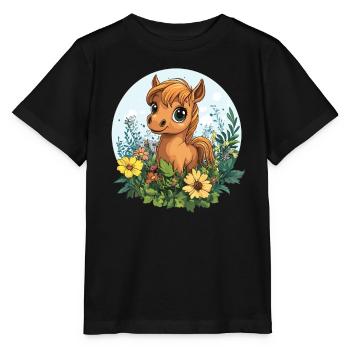 Poney à la campagne - T-shirt bio MINI CREATOR Stanley/Stella Enfant - noir - Devant - Mikhail (115cm)