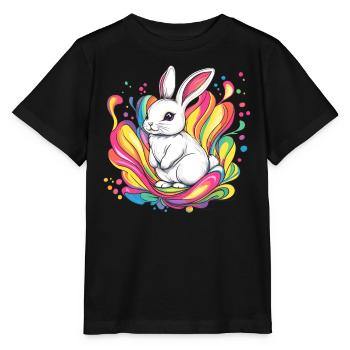 Lapin blanc avec des couleurs - T-shirt bio MINI CREATOR Stanley/Stella Enfant - noir - Devant - Mikhail (115cm)