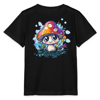 Magic mushroom in the enchanted forest - Stanley/Stella MINI CREATOR Kids’ T-Shirt - black - Front - Mikhail (115cm)